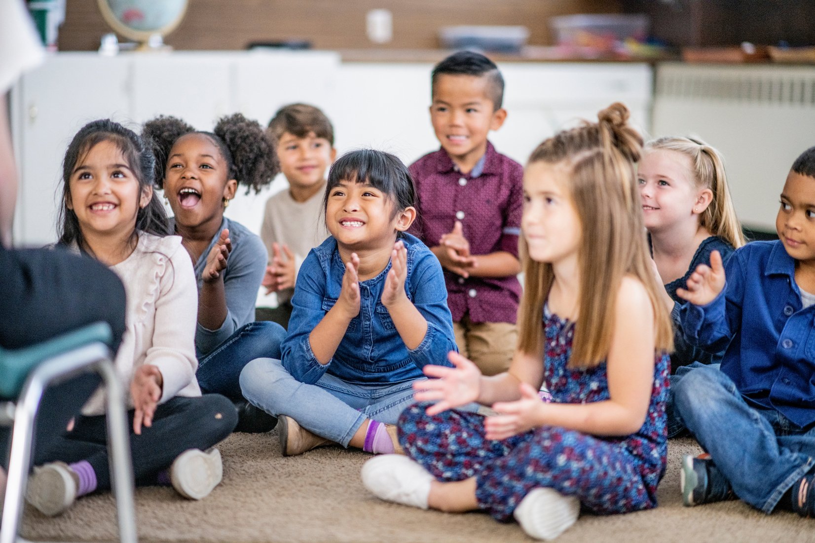 Diverse kids in a classroom